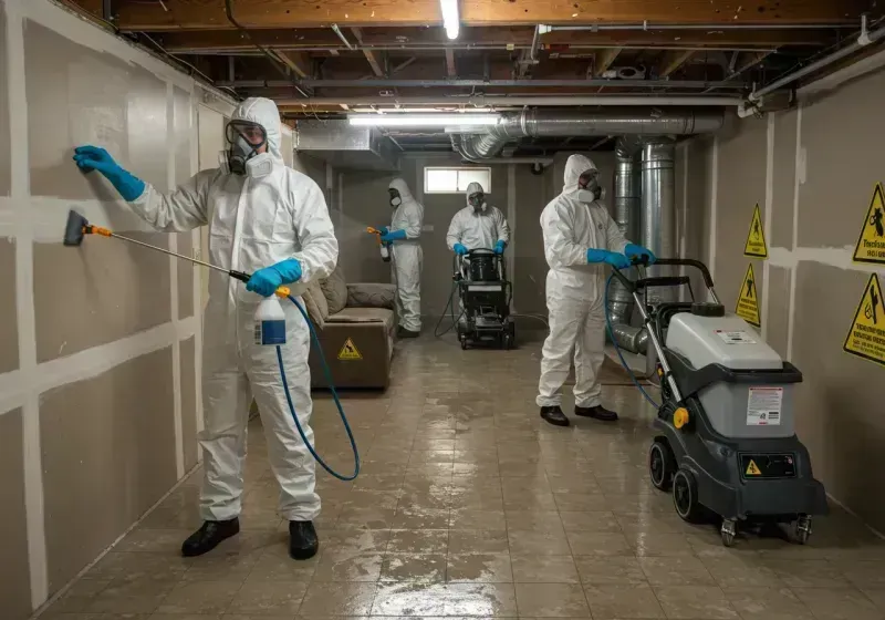 Basement Moisture Removal and Structural Drying process in Milford, IL